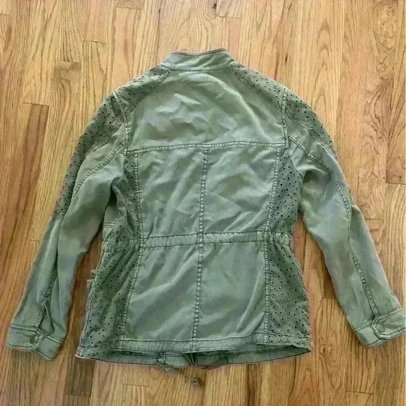 Anthropologie Hei Hei Olive Green Marais Eyelet Boho Jacket. Size SP - Picture 6 of 15